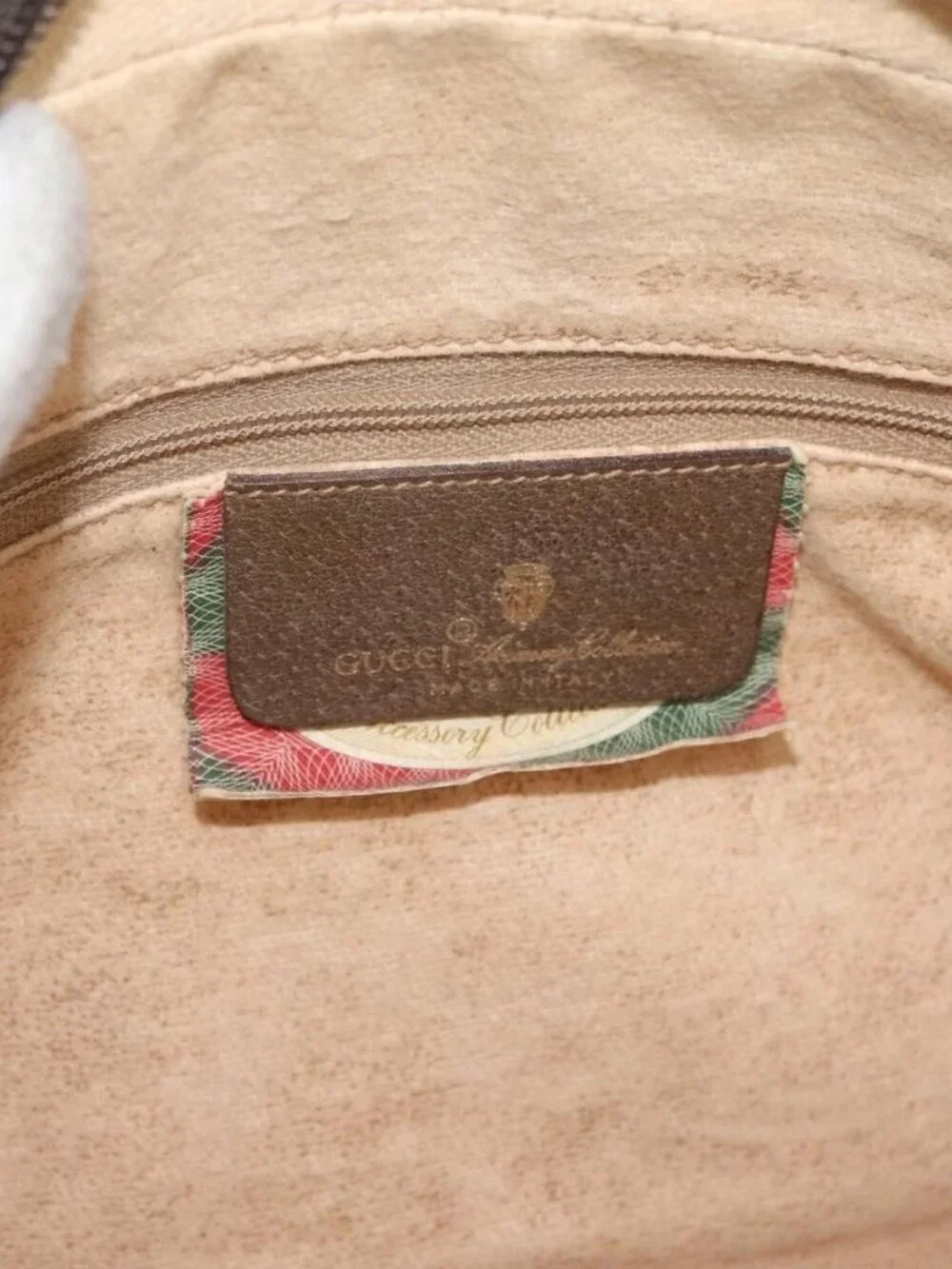 GUCCI GG Supreme Web Sherry Line Bag PVC Beige Gold 119 02 088 Auth